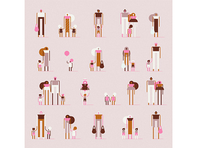 Pink people character design illustration people pink