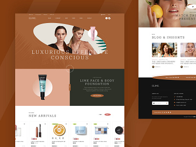 Elime Cosmetics Store Website Design branding cosmetic cosmetic app cosmetic website cosmetics design footer header illustration landing page landingpage logo redesign trending app trending design trending pattern trending style ui ux website