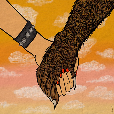 Werewolf - Halloween Illustration artwork digital art hands illustration october procreate spooky sunset werewolf