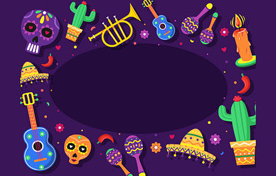 Dios Dela La Muertos Background background cactus dayofthedead festival flat design flat illustration illustration mexico music skull traditional vector