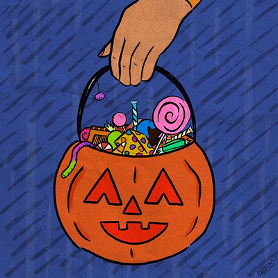 Trick or Treat - Halloween Illustration artwork candy digital art halloween illustration jack o lantern october procreate spooky women in illustration