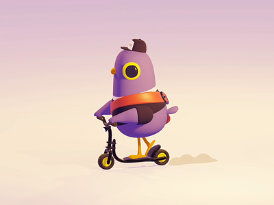 Homing pigeon 🐦📭 3d animation blender correo cute filter instagram messenger paloma pigeon scooter