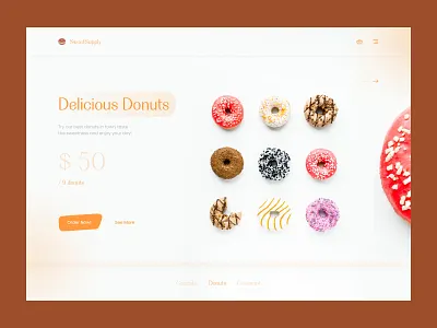 Donut Store Landing Page fancy food landing page minimal restaurant retro ui uidesign