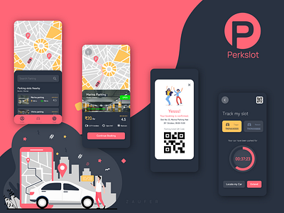 Perkslot - Parking slot booking application adobexd branding design logo typography ui ux vector