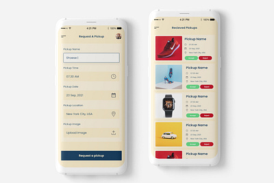 Request A Pick Up app design delivery delivery app design logo minimalist mobile app mockup pickup pickup app request ui ui design uidesign uiux