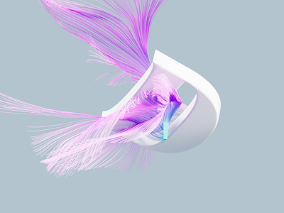 Flying D 3d c4d cinema4d d design feather feathers fibers hair illustration redshift type typography wallpaper