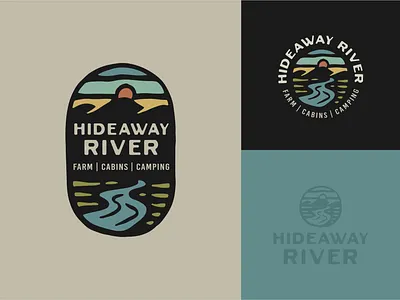 Hideaway River badge branding camp camping design illustration logo nature outdoors river vector