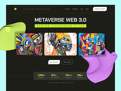 Modern web 3.0 website concept darkui metaverse nft web3.0 website animation