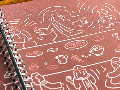 The Supper banquet bible catechism christ church communion dinner disciples feast handdrawn illustration jesus last supper lord pattern scripture supper surface pattern table the last supper