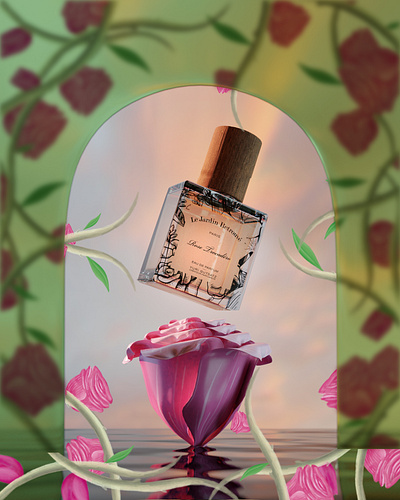 3d rose perfume 3d 3d art design graphic graphicdesign illustration modeling plant poster rose