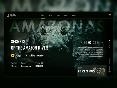 Web Design National Geographic alligator amazonas animal design figma nationalgeographic onlinemovie ui ux web