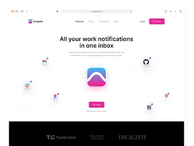 Acapela — LP Redesign. 🍭 (Snippet) 3d animation branding design graphic design illustration ios mobile application landing landing page logo minimal mobile app motion graphics ui ui design user interface user interface design