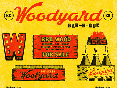 Woodyard BBQ bbq brand branding design firewood icon icons illustration kansas city kc logo wood woodyard