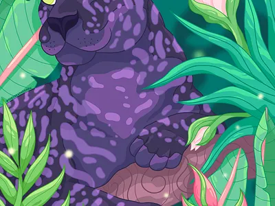 Exotic Jungle adobe illustrator botanical cat foliage illustration jaguar jungle plants t shirt art tropical vector art