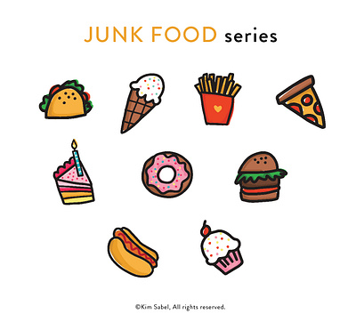 Junk Food series (illustrated icons) graphic design illustration ipad pro lettering vector