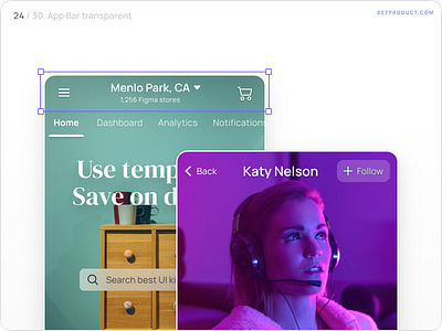 Application Bar UI design — Transparent & BG image app design design system figma material templates ui ui kit