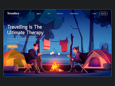 Travel Landing Page adventure clean design inspiration dribble shot illustration landing page landscape minimal popular scenery ticket booking travel travel agency travel agent travelling trending ui ux web design website design