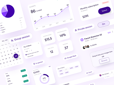 Vei — UI components app app design calendar clients dashboard design e education order management system private session product design sessions subscription ui user experience user interface ux web app web application