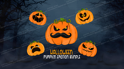 Halloween Pumpkin Emotion Bundle angry pumpkin crying pumpkin design funny funny pumpkin graphic design halloween halloween bundle halloween ideas happy halloween happy pumpkin illustration jack o lantern jackolantern logo pumpkin bundle pumpkin emotion pumpkin mafia boss scary pumpkin ui