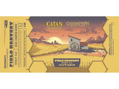 Catan Wheat Ale Beer Label design illustration typography vector