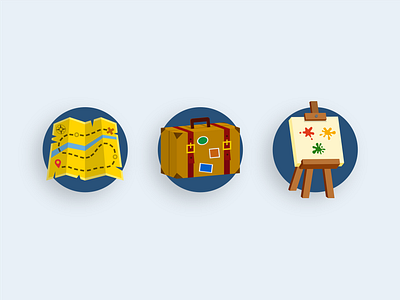 Icon Set design easel graphic design icon illustration map travel luggage treasure treasure map vector web