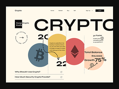 Crypto - Virtual Currency. bank bitcoin bitcoin wallet blockchain coin crypto exchange crypto trading cryptocurrency currency ethereum finance flat header invest minimal popular typography wallet web 3 webdesign