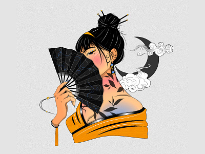 Geisha Girl Design anime anime art branding design digital art geisha graphic design illustration illustrator manga photoshop