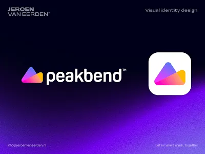 Peakbend - Logo Design ⛰️+📈 bend brand identity design chart colorful logo creative logo creative logomark dynamic flexibile gradient logo logo logo design marketing mountain peak profit symbol design visual identity design
