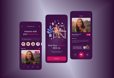 Dating App design by XLENT Studio❤️ app design graphic design mobile app ui uiux ux