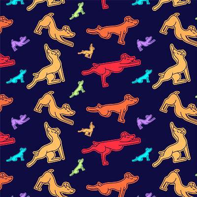 Funny little yogy dogs pattern 2d cute dogs flat funnyanimals graphic design illustration pattern typography vector