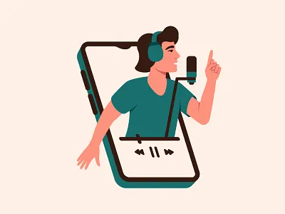 Mobile podcast app audio blogger broadcast listen live media music online podcast radio screen sound