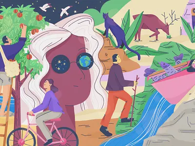 Our Planet 2d biodiversity characterdesign climate change concept digital illustration earth day eco ecological footprint editorial illustration environment go green illustration nature our planet sustainable life