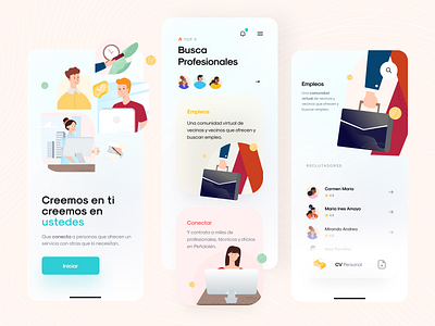 💼 Emplea Vecino UI app branding design figmadesign flat glassy graphic design illustration logo ui vector