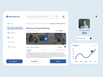 Course Catalogue • E - Learning • Dashboard app branding concept design education employee graphic design learning logo minimal platform portal ui ux web website