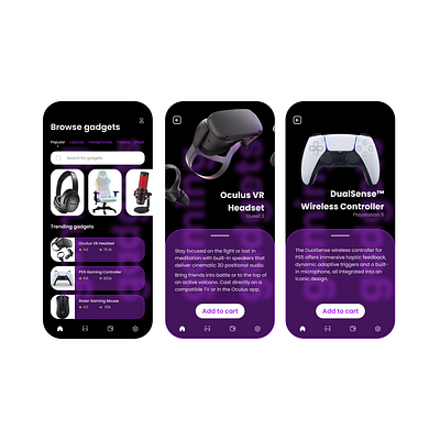 Gaming Gadgets Store app design figma minimal ui ux