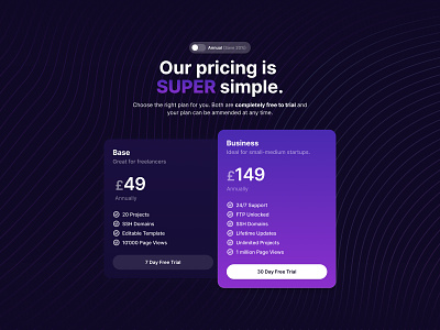 Pricing Table clean dark design pattern price pricing switch table ui ux web web page