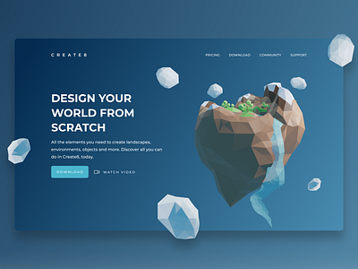 Low-poly island website concept 3d 3d art 3d illustration animation homepage illustration landing screen low poly minimal minimalism ui ux webdesign website