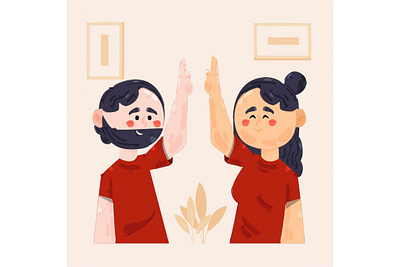 High Five Concept Illustration cartoon character concept five gesture hand high illustration people vector