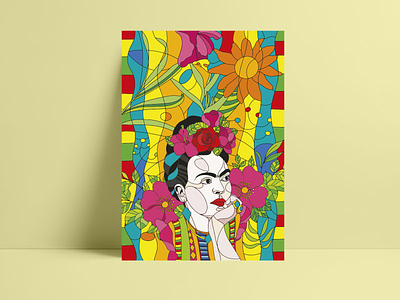Frida Vibrant coloring book colors drawing frida handmade illustration lineart procreate vector