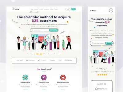 Trafc.io Landing Page app branding card clean design homepage illustration ios landingpage logo profile ui web website