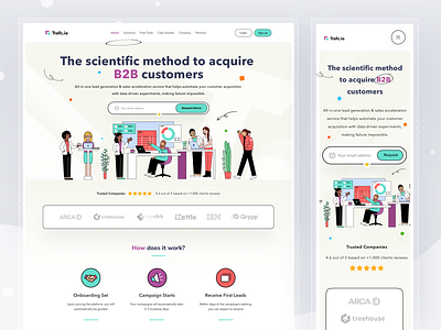 Trafc.io Landing Page app branding card clean design homepage illustration ios landingpage logo profile ui web website