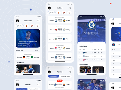 Football Live score app app esports football football app ios live score liveapp minimal mobile game player premier league score scoreboard soccer app sports team ui ui design world cup