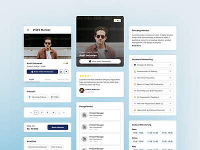 Aksel Mentor Profile Components about card career college component design experience mentor mobile profile schedule services student testimonial ui ux