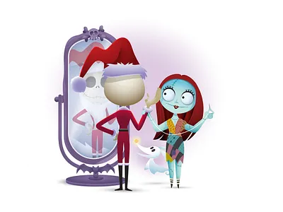 Jack and Sally adobe illustrator character design cute disney illustration jerrod maruyama nightmare before christmas vector