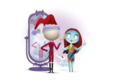 Jack and Sally adobe illustrator character design cute disney illustration jerrod maruyama nightmare before christmas vector