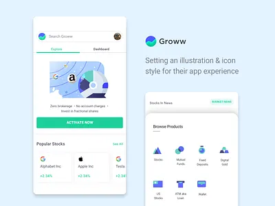 Illustration & Icon Language app illustration finance fintech icons illustration illustration style illustrator invest investment app ui uidesign web illustration