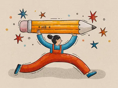 Big Ideas art big carry fast girl illustration movement overalls pencil run