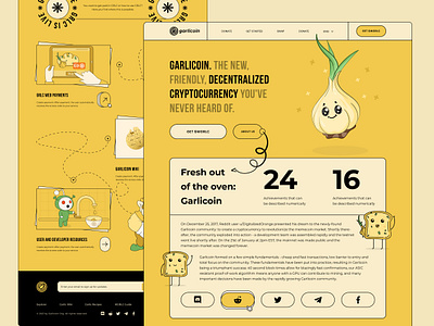 Garlicoin - Crypto coin Landin Page binance bitcoin blockchain clean coin crypto crypto art crypto wallet crypto website cryptocurrency ethereum finance gradient landing landing page minimalist nft token ui ux