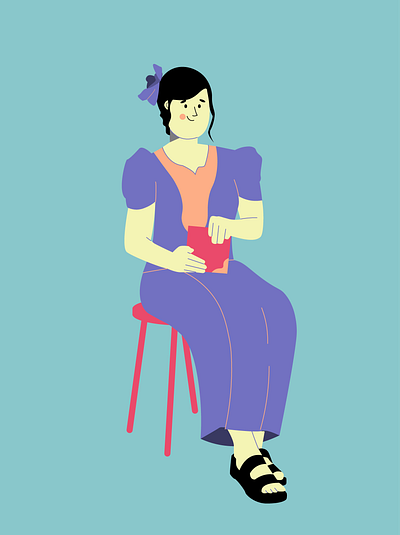 When a lady poses, animation design flat character graphic design illustration