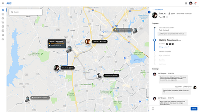 Map design in maintenance workflow ui design